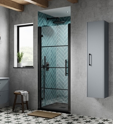 Hudson Reed Apex Black Hinged Shower Door Enclosures 8mm Glass