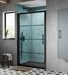 Hudson Reed Apex Black Single Sliding Shower Door Enclosures 8mm Glass