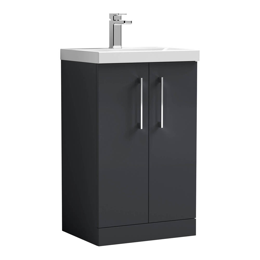 Nuie Arno 500mm Floor Standing 2-Door Vanity Unit & Thin Edged Basin ...