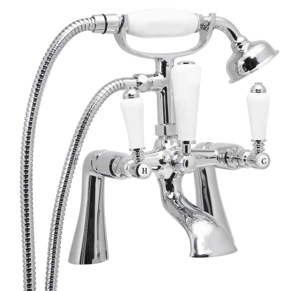 Windsor Bath Shower Mixer Tap with 3 Way Round Rigid Riser Rail Kit