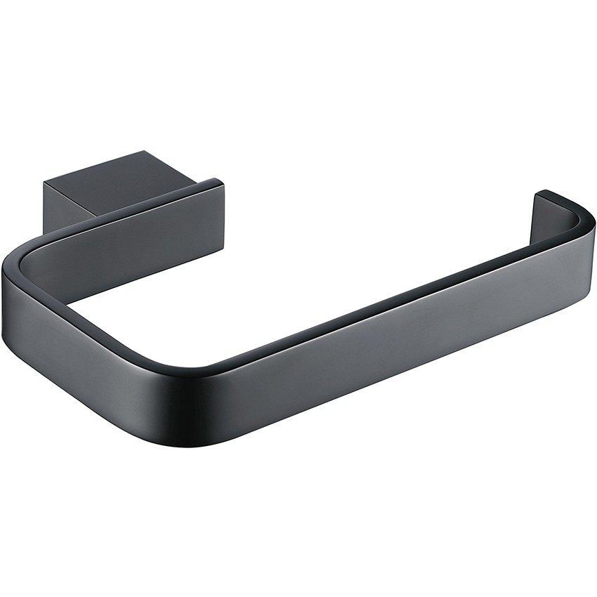 Wall Mounted Matt Black Toilet Roll Holder Modern Square Design
