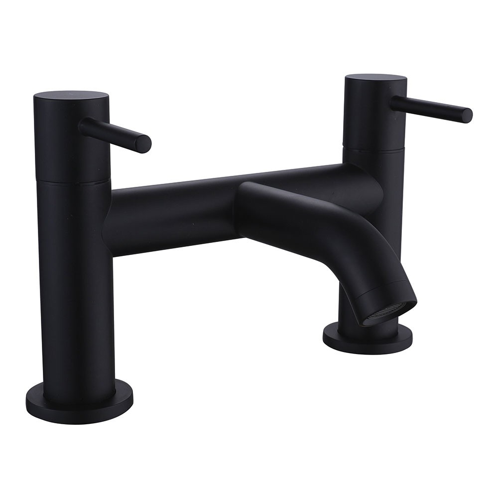 Oslo Matt Black Deck Mounted Bath Tap - Modern Rounded Design - MBT214K ...