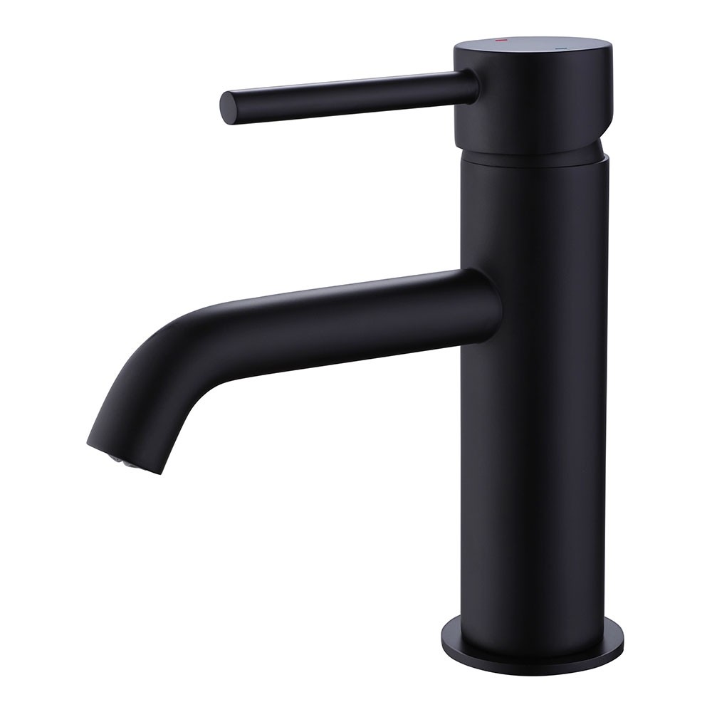 Oslo Matt Black Deck Mounted Mono Basin Mixer Tap - Modern Round Design - MBT209K | Bathroom House