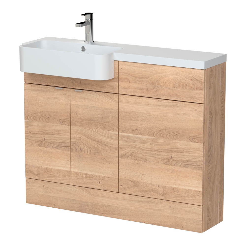 Hudson Reed Fusion 1100mm Floorstanding Combination Vanity Unit & Round Semi Recessed Basin 1TH ...