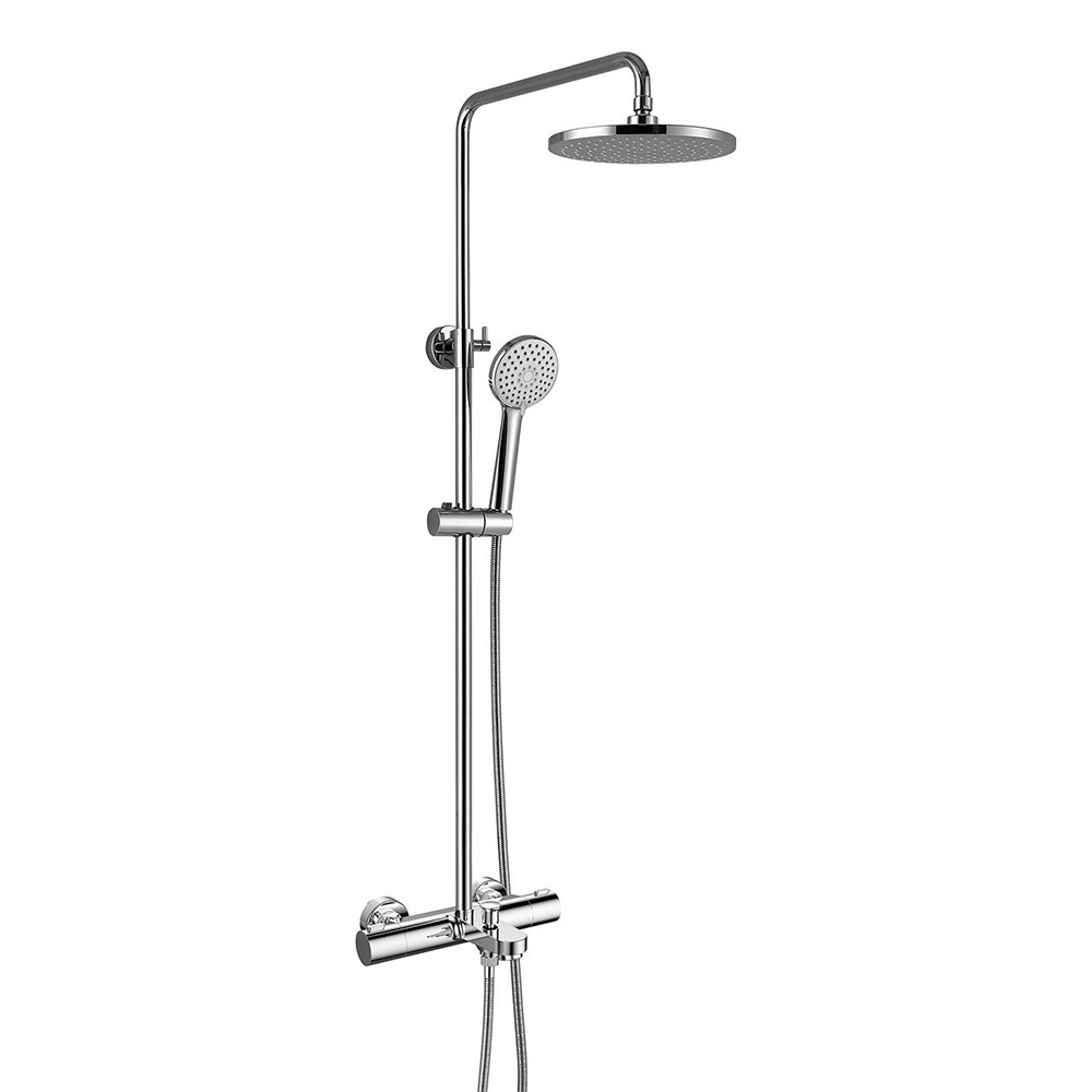 Jasmine Wall Mounted Thermostatic Bath Shower Mixer Tap with Round Dual