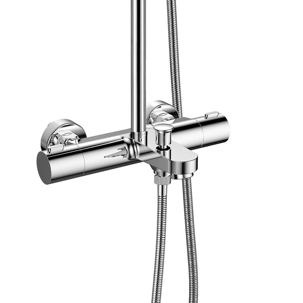 Jasmine Wall Mounted Thermostatic Bath Shower Mixer Tap with Round Dual