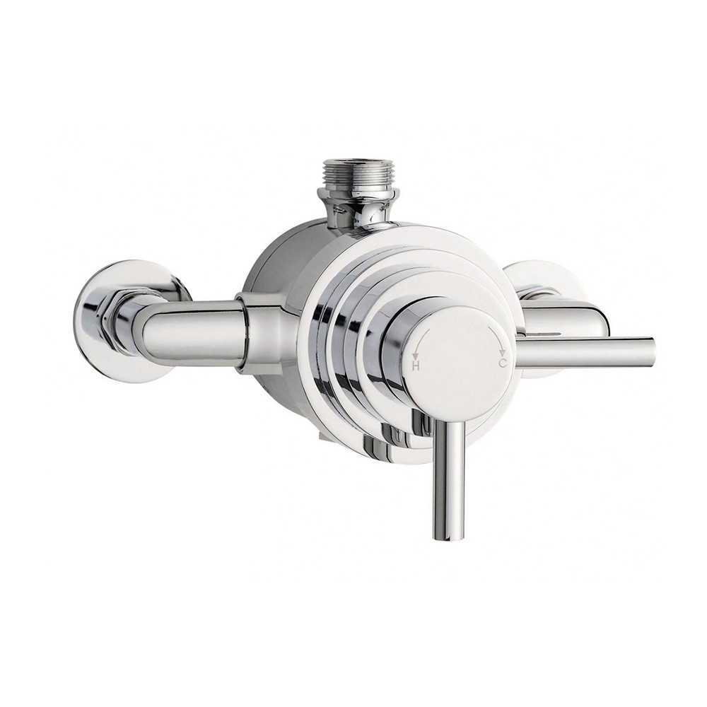 Nes Home Traditional Chrome Thermostatic Shower Valve – Exposed Wall Mount, Bathroom Bronze Base