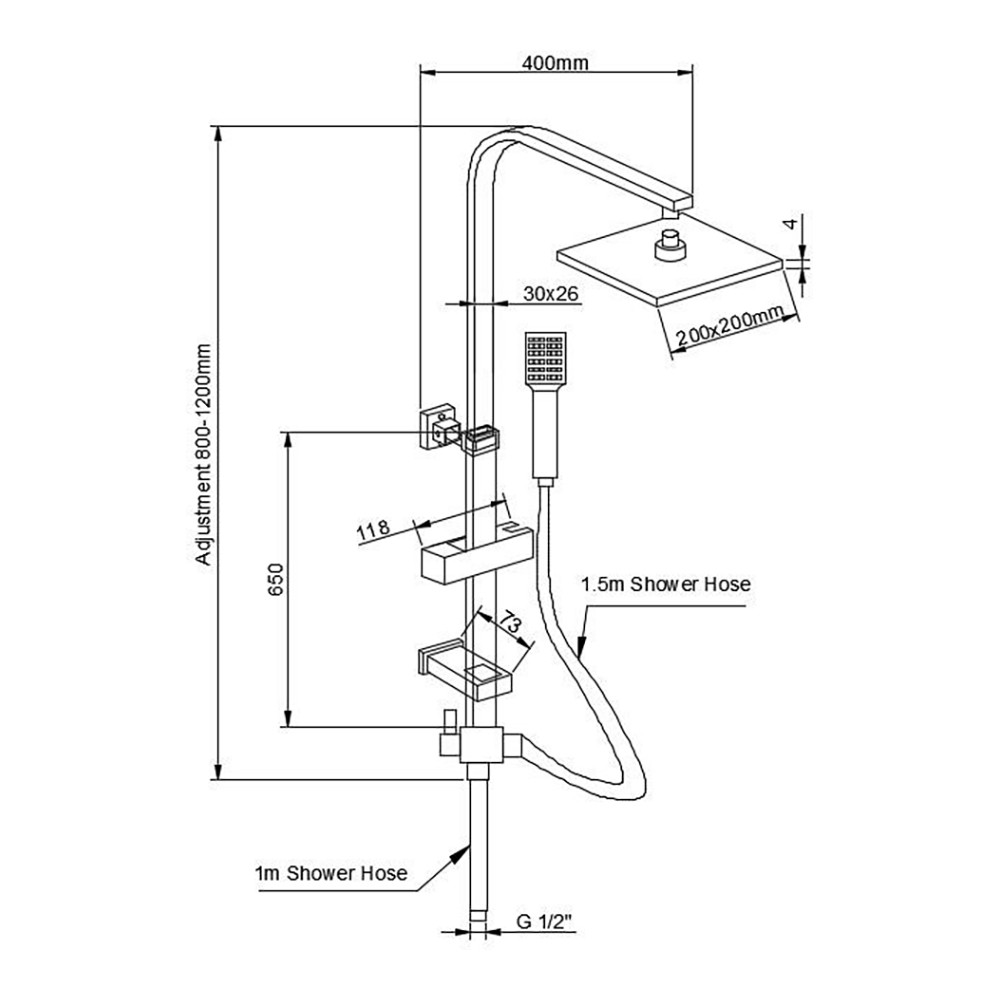 Soho Matt Black Wall Mounted Thermostatic Bath Shower Mixer Tap & 3 Way