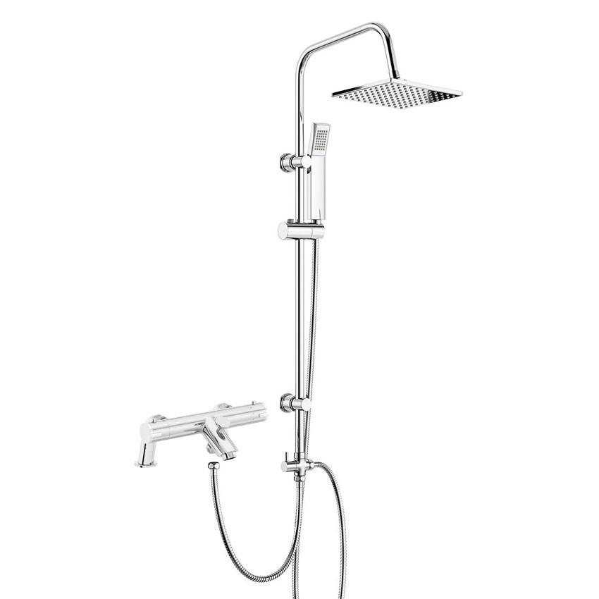 Soho Thermostatic Bath Shower Mixer Tap with 3 Way Square Rigid Riser