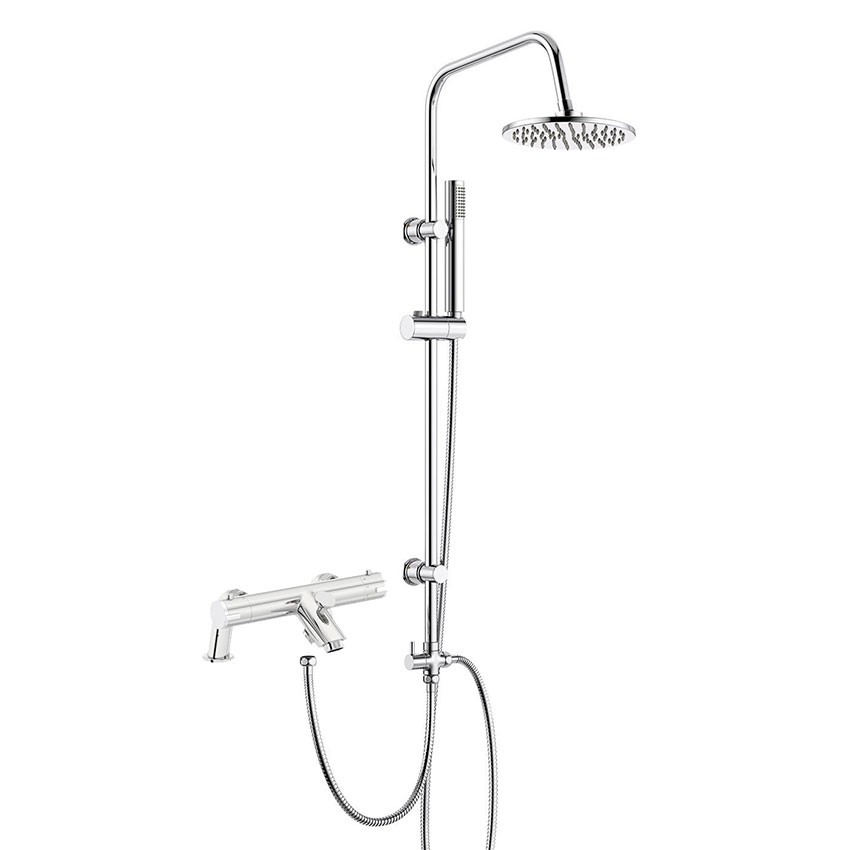 Soho Thermostatic Bath Shower Mixer Tap with 3 Way Round Rigid Riser