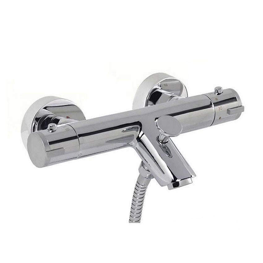 Soho Thermostatic Bath Shower Mixer Tap with 3 Way Round Rigid Riser
