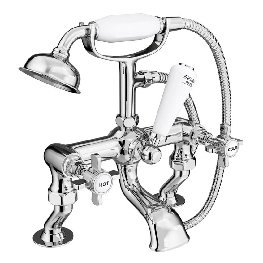 Westminster Traditional Chrome Deck Mounted Bath Shower Mixer Tap With Crank Legs TBT12C