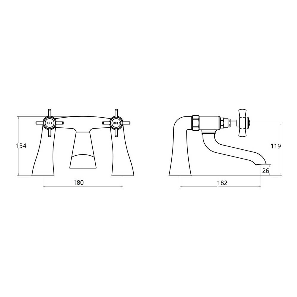 Westminster Traditional Chrome Deck Mounted Bath Filler Tap TBT11AC