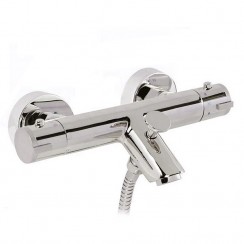 Soho Chrome Wall Mounted Thermostatic Bath Shower Mixer Tap - Modern Rounded Design - TBSM02C-NL