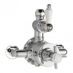 Nuie Edwardian Traditional Dual Handle Thermostatic Exposed Shower Valve with 1 Outlet - Chrome - A3056-CO-1