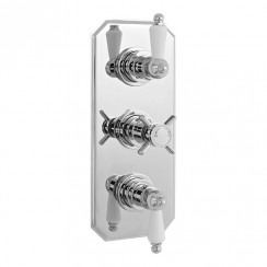 Nuie Edwardian Triple Handle Traditional Concealed Shower Valve with 2 Outlet - Chrome - A3057-CO-1