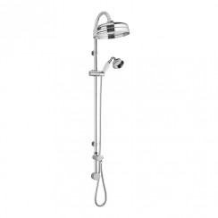 Old London by Hudson Reed Chrome Traditional Rigid Riser Shower Kit with Conceal Elbow & White Ceramic Shower Handset A3238-CO-1