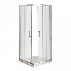 Nuie Pacific Corner Entry Shower Enclosure with Polished Chrome Profile and Rounded T-Bar Handle 1850mm H x 760mm W x 6mm Glass  - AFCE7676-CO-1