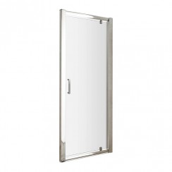 Nuie Pacific Pivot Shower Door with Polished Chrome Profile and Rounded D Handle 1850mm H x 800mm W x 6mm Glass - AQPD80H3-CO-1