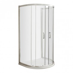 Nuie Pacific D-Shaped Shower Enclosure with Polished Chrome Profile and Rounded D Handle 1850mm H x 1050mm W x 6mm Glass - AQUD2H3-CO-1