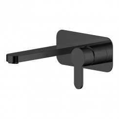 Nuie Arvan Wall Mounted 2-Hole Basin Mixer Tap with Plate - Matt Black - ARV428-CO-1