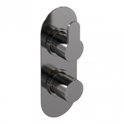 Nuie Arvan Dual Handle Thermostatic Concealed Shower Valve with 1 Outlet - Brushed Gunmetal - ARV7TW01-CO-1