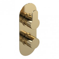 Nuie Arvan Dual Handle Thermostatic Concealed Shower Valve 1 Outlet - Brushed Brass - ARV8TW01-CO-1