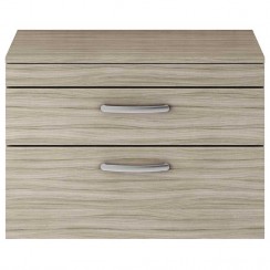 Athena Driftwood 800mm Wall Hung 2 Drawer Cabinet & Worktop