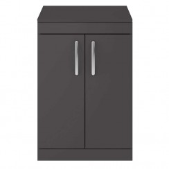 Athena Gloss Grey 600mm Floor Standing 2 Door Cabinet & Worktop