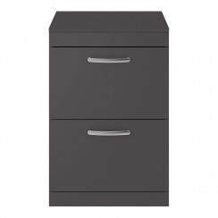 Nuie Athena 600mm Floor Standing 2-Drawer Vanity Unit with Matching Worktop - Gloss Grey - ATH076W-CO-1