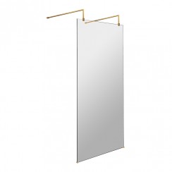 Hudson Reed Wetroom Shower Screen with Brushed Brass Support Arms & Feet 900mm W x 1950mm H x 8mm Glass - BBPAF090-CO-1