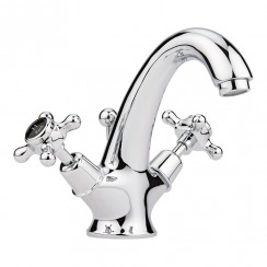 Old London by Hudson Reed Topaz Chrome Crosshead Mono Basin Mixer Tap with Dome Collar - Black Indices