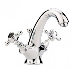 Old London by Hudson Reed Topaz Chrome Crosshead Mono Basin Mixer Tap with Hexagonal Collar - Black Indices - BC405HX CO-1