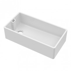 Nuie Fireclay Kitchen Belfast Single Bowl Sink with Overflow Weir 895mm W x 460mm D x 245mm H - White - BE10036-CO-1