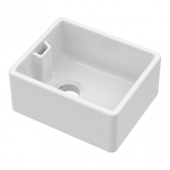 Nuie Fireclay Kitchen Belfast Single Bowl Sink with Overflow Weir 460mm W x 380mm D x 205mm H - White - BE11018-CO-1