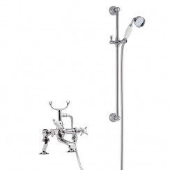 Beaumont Luxury 3/4 Cranked Bath Shower Mixer Tap with Traditional Slider Rail Shower Kit
