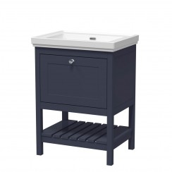 Old London by Hudson Reed Bexley 600mm Floor Standing Vanity Unit with Classic Basin - Indigo Blue BEX325H-CO-1