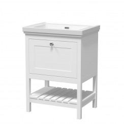 Old London by Hudson Reed Bexley 600mm Floor Standing Vanity Unit with Classic Basin - Pure White BEX125H-CO-1