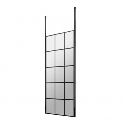 Hudson Reed 760mm Freestanding Black Framed Wetroom Screen With Ceiling Posts