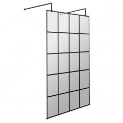 Hudson Reed 1000mm Freestanding Black Framed Wetroom Screen With Ceiling Posts