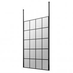 Hudson Reed 1200mm Freestanding Black Framed Wetroom Screen With Ceiling Posts