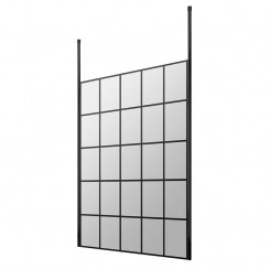 Hudson Reed 1400mm Freestanding Black Framed Wetroom Screen With Ceiling Posts