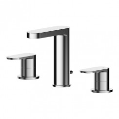Nuie Binsey Deck Mounted 3-Hole Basin Mixer Tap with Pop Up Waste - Chrome - BIN337-CO-1