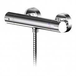 Nuie Binsey Round Thermostatic Bar Shower Valve Bottom Outlet - Chrome - BIN503-CO-1