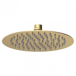 Brushed Brass Ultra Slim Round Modern Shower Head 250mm - RSH6BB