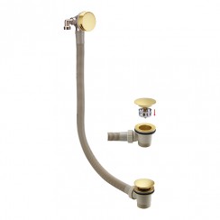 Brushed Brass Round Bath Filler with Easy Clean Sprung Waste & Overflow - BFW1BB
