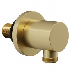 Brushed Brass Round Shower Wall Outlet Elbow - SOE2BB