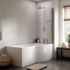 Complete B-Shape Shower Bath 1500 x 900mm RH Lifestyle