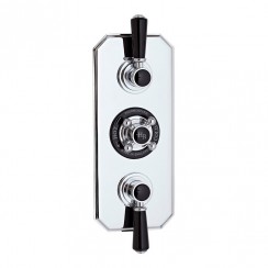 Old London by Hudson Reed Topaz Chrome Traditional Triple Concealed Thermostatic Shower Valve with Diverter - 3 Outlet - Black Indices & Lever BTSVT005-CO-1