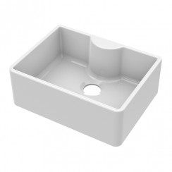 Nuie Fireclay Kitchen Butler Single Bowl Sink with Tap Ledge 595mm W x 450mm D x 220mm H - White - BU12024-CO-1